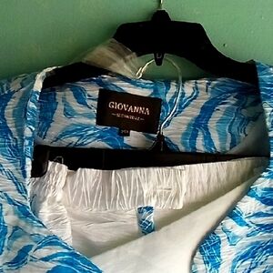 Giovanna Blue and White Patterned Blouse